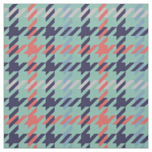 Retro-blaues aquamarines Korallen-Hahnentrittmuste Stoff