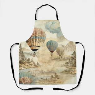 Retro Blaues Ballon Antike Reiseland Schürze