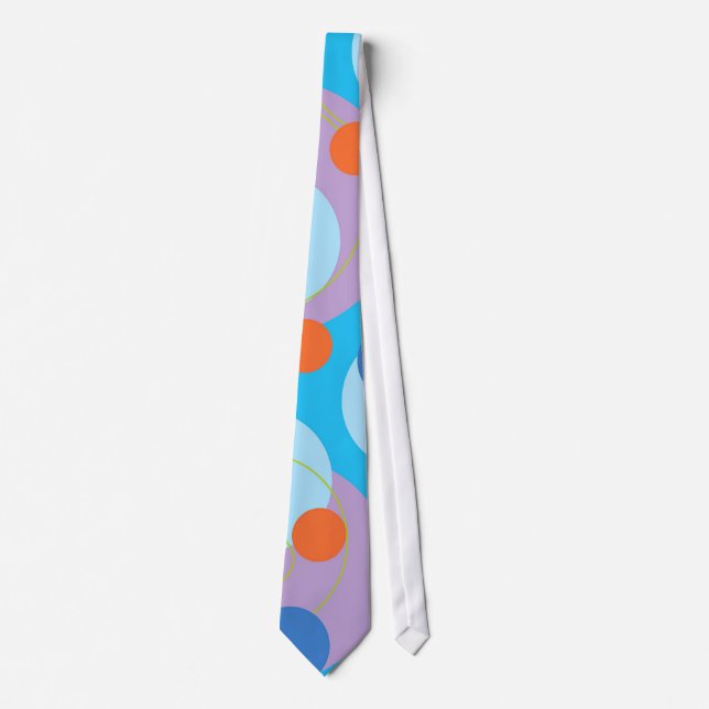 Retro blaues Eis-orange Polka-Punkt-Krawatte Krawatte (Vorderseite)
