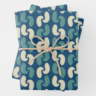 Retro-blaues Muster Geschenkpapier Set