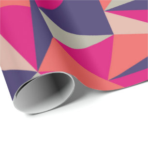 Retro blaues rosa Dreieck-geometrisches Geschenkpapier