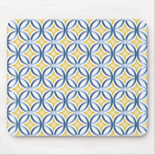 Retro blaues u. gelbes Muster Mousepad