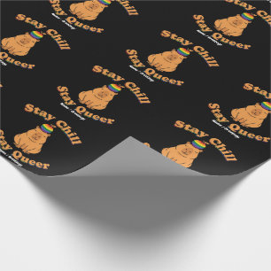 Retro Bleib Chill Bleib Queer Capybara Regenbogen Geschenkpapier