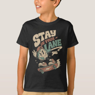 Retro Bleib in deiner Spur Globe Skater Boy Lustig T-Shirt