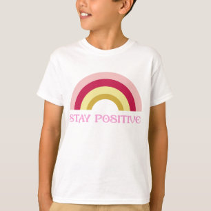 Retro- 'Bleib positiv' Regenbogen-Illustration T-Shirt