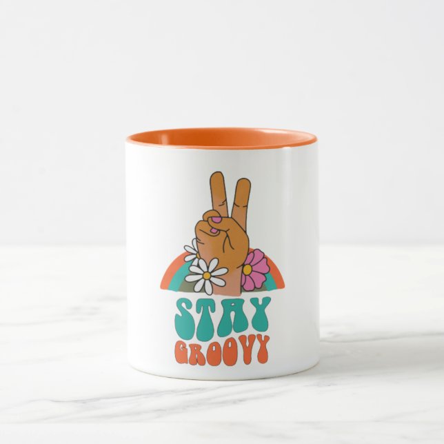 Retro Bleibe Groovy Combo Tasse (Zentrum)