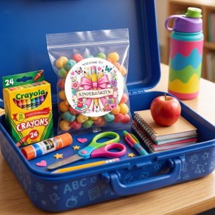 Retro Bleistift zur Begrüßung im Kindergarten Runder Aufkleber