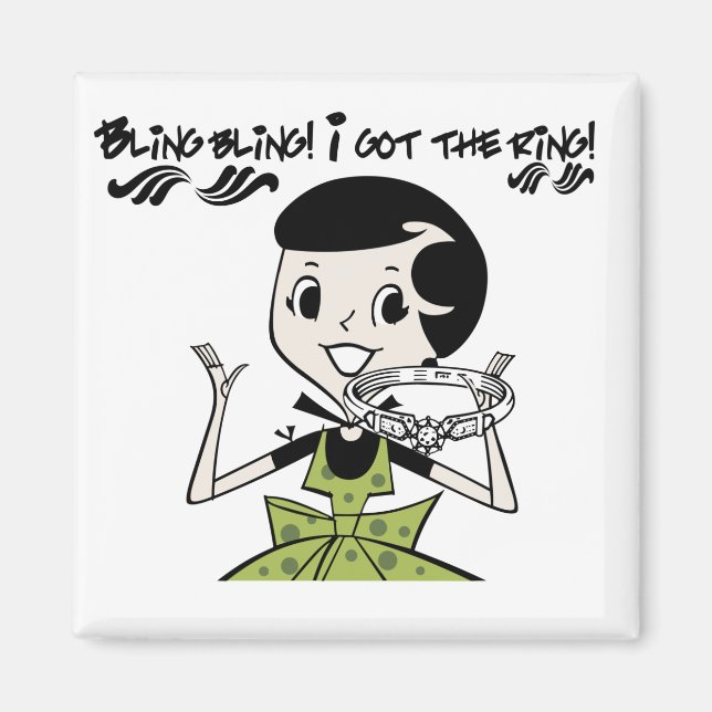 Retro Bling Ring Tshirts und Geschenke Magnet (Vorne)