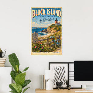 Retro Block Island Rhode Island Reiseplakat Poster