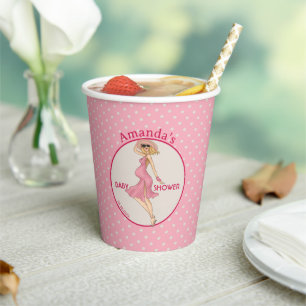 Retro Blonde Mama 2 Baby Dusche Party Pappbecher