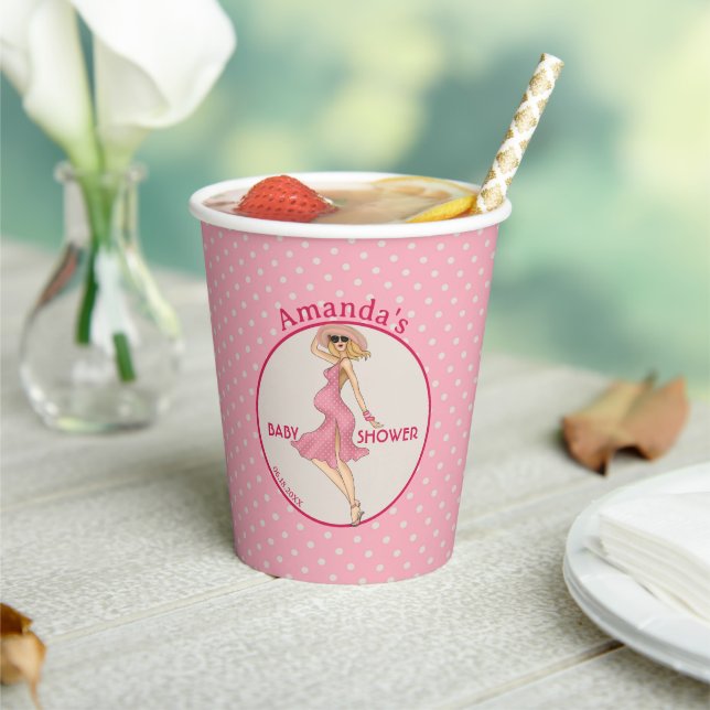 Retro Blonde Mama 2 Baby Dusche Party Pappbecher (In Situ)