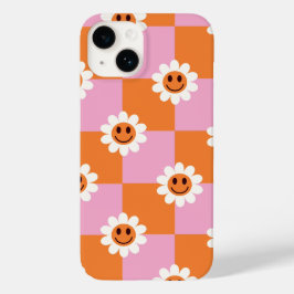 "Retro Bloom - A Checkered Drehung on Happy" Case-Mate iPhone 14 Hülle