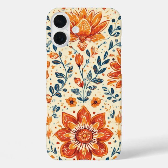 Retro Bloom Burst - IPhone 16 Fall Plus Hülle (Rückseite)