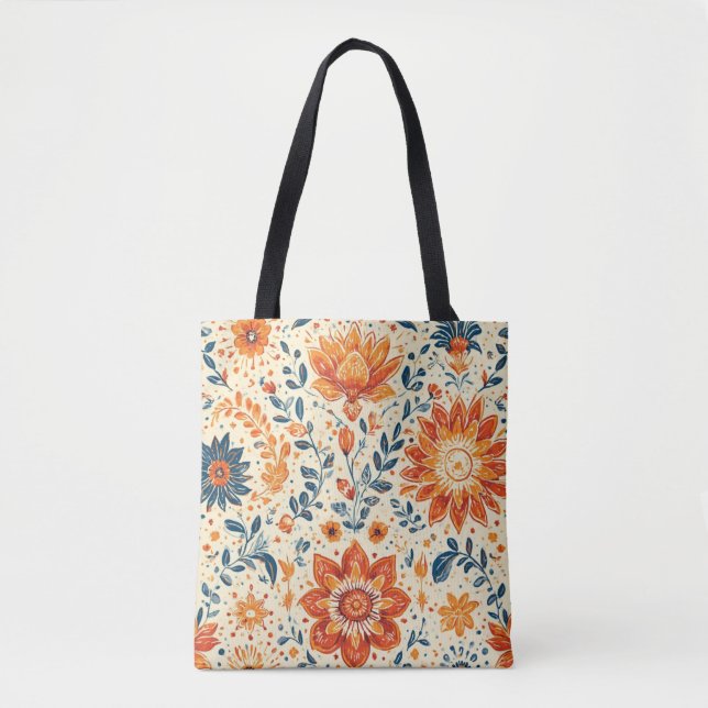 Retro Bloom Burst - Totbeutel Tasche (Vorderseite)