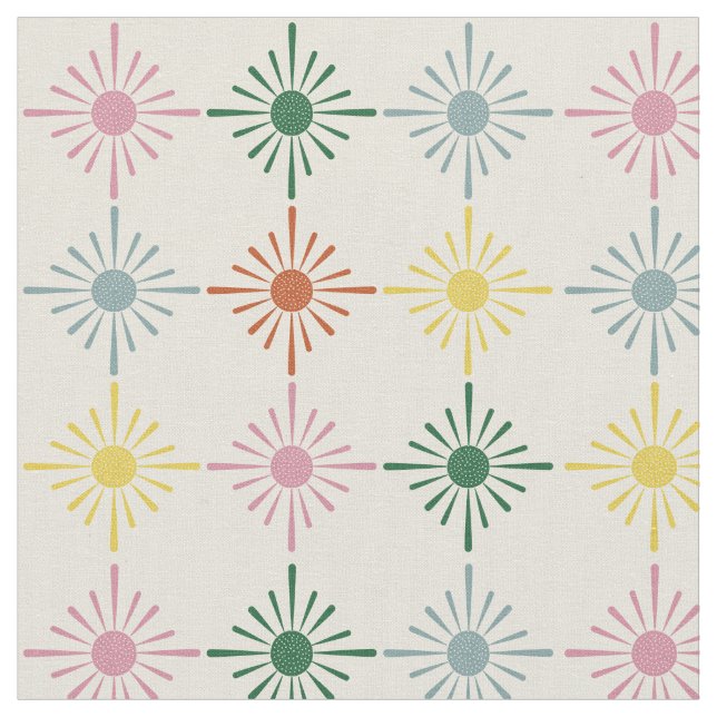 Retro Bloom Geometric Floral Print Gemustert Stoff (Nahaufnahme)