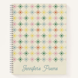 Retro Bloom Geometric Floral Print Personalisiert Notizbuch
