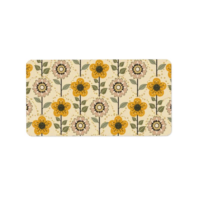 Retro Bloom Harmony Adressaufkleber (Vorne)