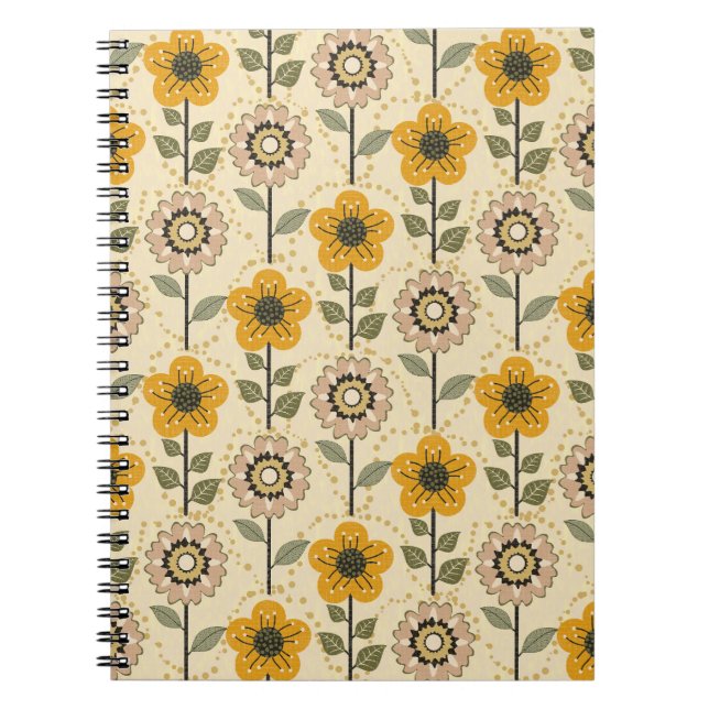 Retro Bloom Harmony Notizblock (Vorderseite)