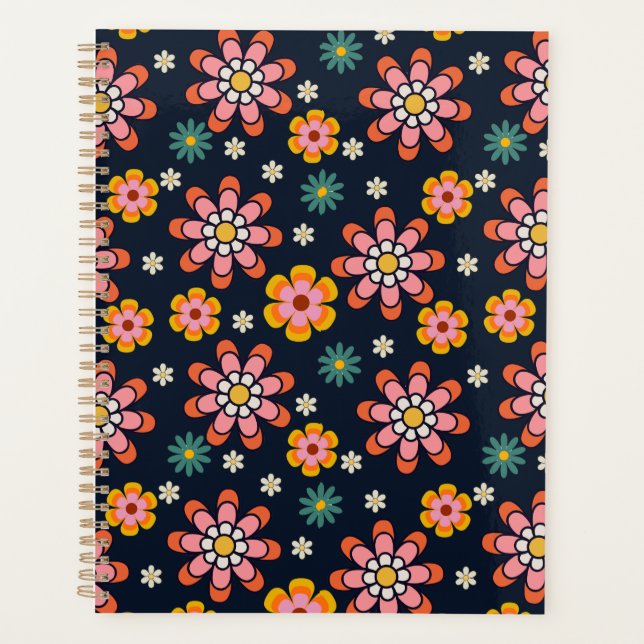 Retro Bloom Harmony Notizbuch Planer (Vorderseite)