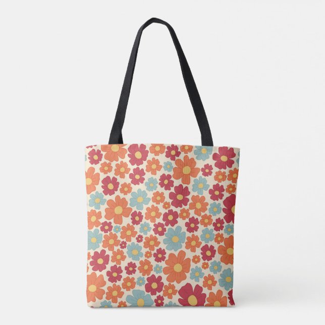 Retro Bloom Tote Bag Tasche (Rückseite)