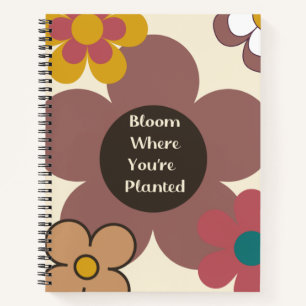 Retro "Bloom where you re Planted" SpiralNotebook Notizbuch