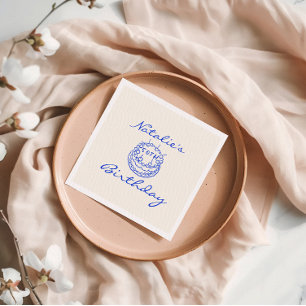 Retro Blue 50. Hand gezeichneter Kuchen Meilenstei Serviette