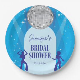 Retro Blue 70s Disco Dancing Queen Bridal Shower Pappteller