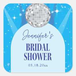 Retro Blue 70s Disco Dancing Queen Bridal Shower Quadratischer Aufkleber