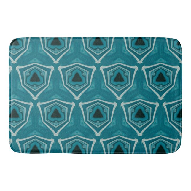 Retro Blue Abstrakt Modern Print Badematte (Vorderseite)