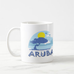 Retro Blue Aruba Divi Tree, Sun und Ocean Kaffeetasse