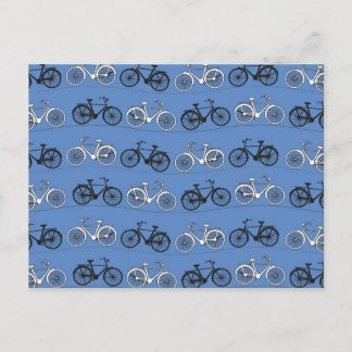 Retro Blue Bicycle Muster Postkarte