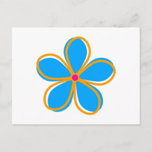 Retro Blue Blume Postkarte