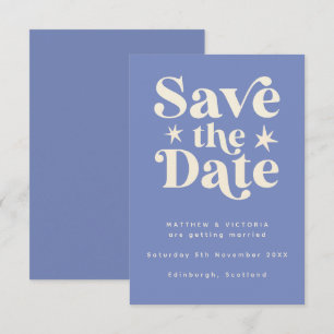 Retro blue Boho Simple Save the Date Card