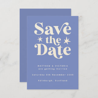 Retro blue Boho Simple Save the Date Card