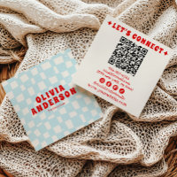 Retro Blue Bold Groovy QR Code geprüft Trendy
