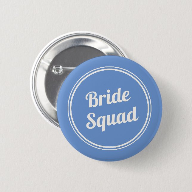 Retro Blue Bride's Squad Bridesmaid Button (Vorne & Hinten)