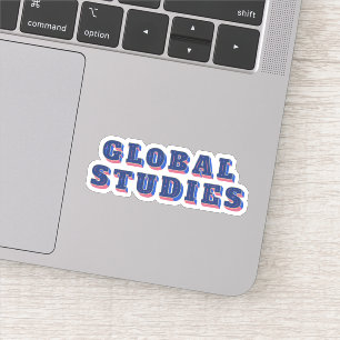 Retro Blue Buchstaben Global Studies T - Shirt Aufkleber