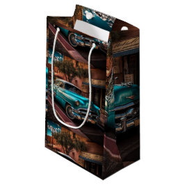 Retro Blue Car Kleine Geschenktüte