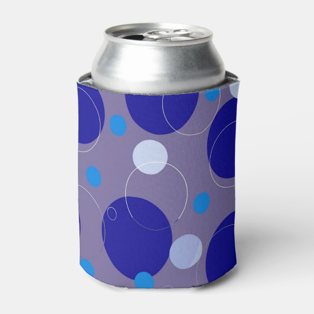 Retro Blue Circles & Ovals Royal Periwinkle Aqua Dosenkühler (Kanne Vorderseite)
