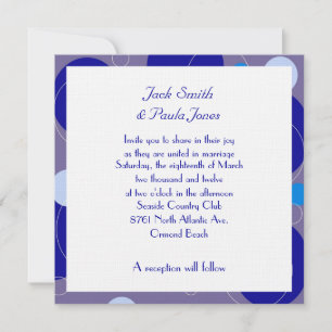 Retro Blue Circles Ovals Royal Periwinkle Wedding Einladung