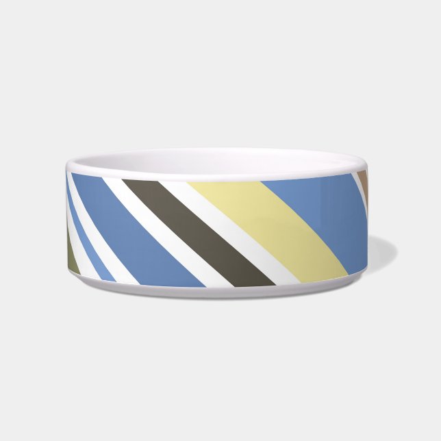 Retro Blue Cream Grau Streifen Muster Pet Bowl Napf (Vorderseite)