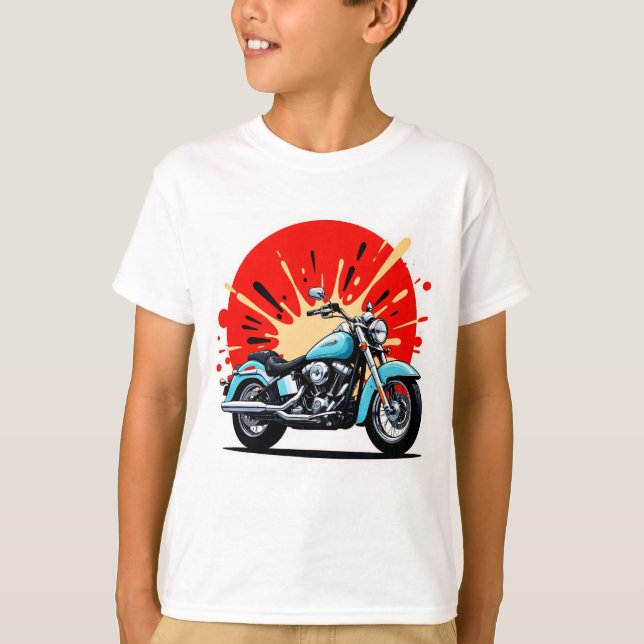 Retro Blue Cruiser – Pop‑Art Motorcycle T-Shirt (Devant)