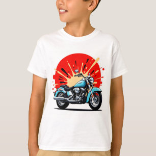 Retro Blue Cruiser – Pop‑Art Motorrad T-Shirt