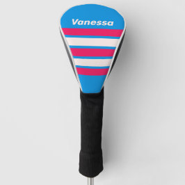 Retro Blue Crush Across Striping with Name Golf Headcover