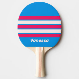 Retro Blue Crush Across Striping with Name Tischtennis Schläger