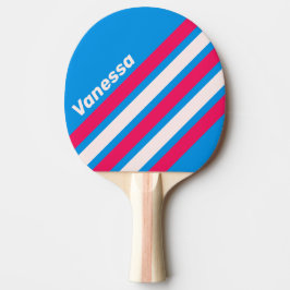 Retro Blue Crush Angled Striping with Name Tischtennis Schläger