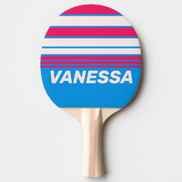 Retro Blue Crush Horizon Striping with Name Tischtennis Schläger