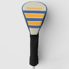 Retro Blue Crush Sunset Across Striping with Name Golf Headcover