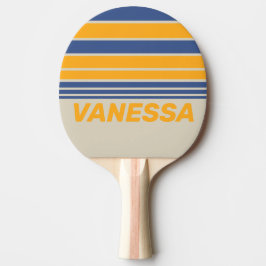Retro Blue Crush Sunset Horizon Striping with Name Tischtennis Schläger
