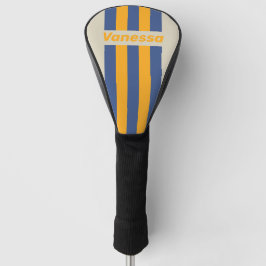 Retro Blue Crush Sunset Pin Stripes with Name Golf Headcover